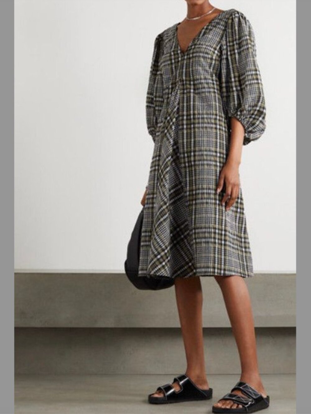 Ganni Seersucker Check Mini Dress Sz Medium EUC